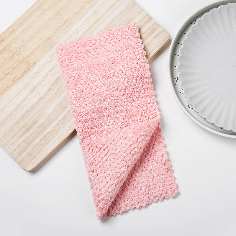 Coral Fleece Scouring Pad for Non-Oily Dishwashing