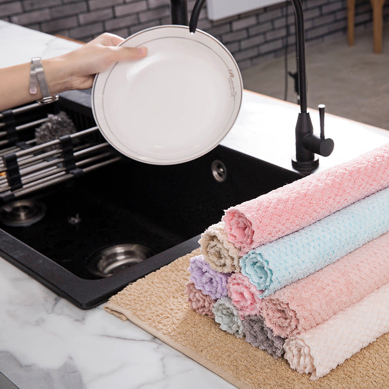 Coral Fleece Scouring Pad for Non-Oily Dishwashing